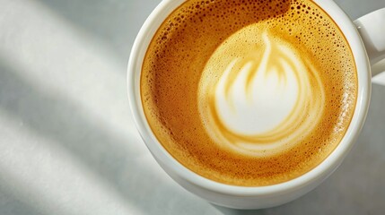 Sipping elegant espresso macchiato cozy  setting close-up view of frothy milk minimalist atmosphere inviting experience