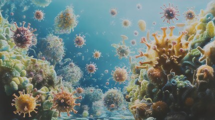 Naklejka premium Stunning Microscopic Virus Image 3D Render Artwork