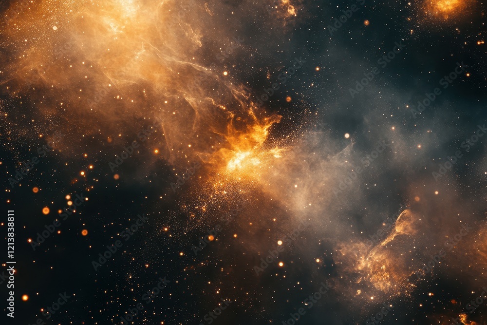 Poster vibrant cosmic clouds illuminate the vast expanse of the universe in an awe-inspiring celestial disp