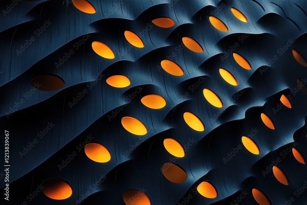 Poster illuminated patterns dance across a textured surface at dusk in a vibrant urban setting. generative 
