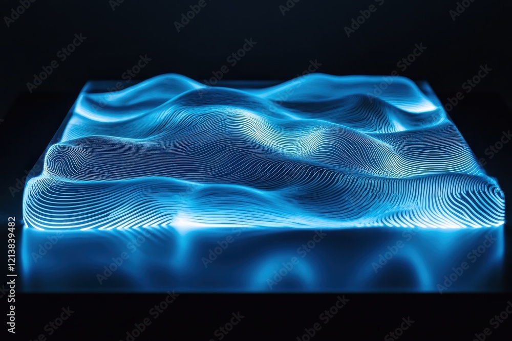 Poster experience the captivating beauty of illuminated wave patterns in a mesmerizing artistic display of 
