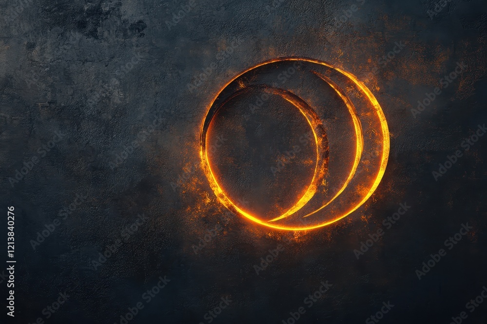 Aufkleber glowing circles of light illuminating a dark, textured surface in an artistic display of creativity 