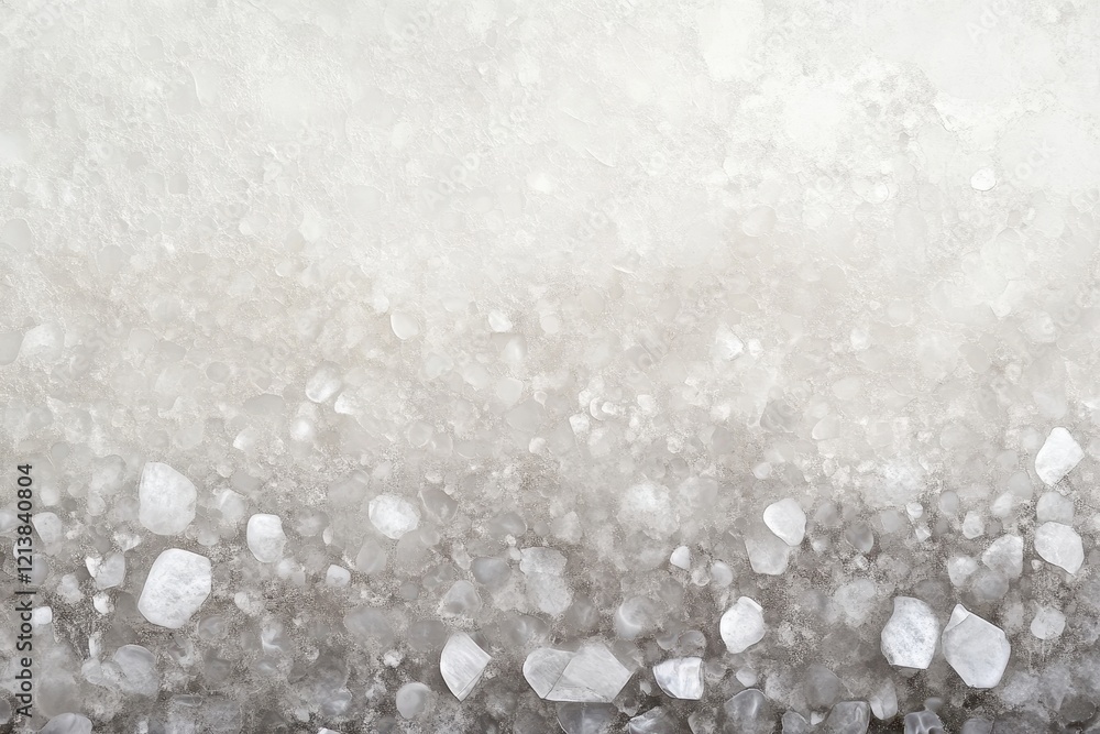 Poster crystal-like texture of coarse salt on a smooth surface captured under natural light in a minimalist