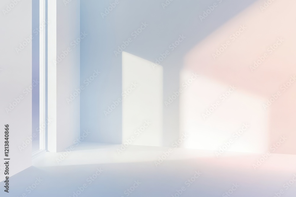 Poster soft light and gentle shadows play in a minimalist interior, inviting calm and serenity to the space