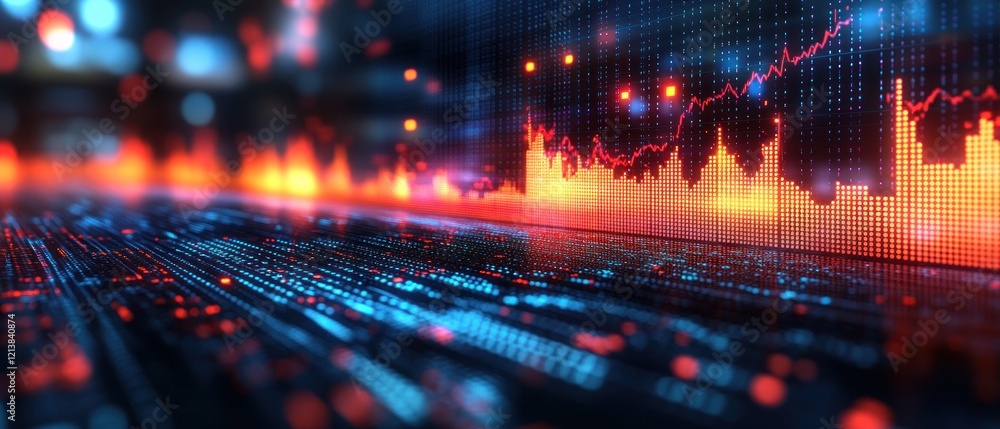Poster vibrant data visualization with rising graph trends