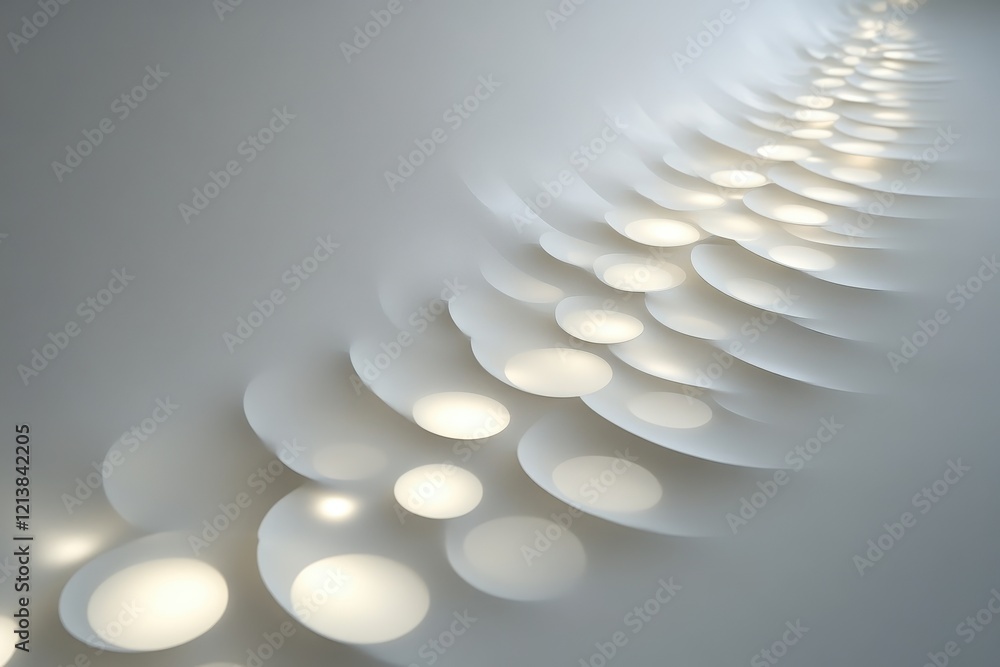 Poster intricate play of light and shadow creates mesmerizing patterns along a smooth, curved surface in a 