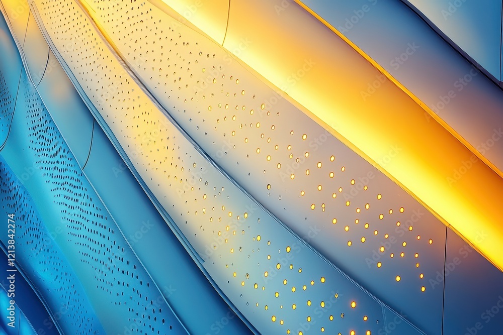 Poster lighting design creates a captivating atmosphere with blue and orange hues reflecting on a textured 