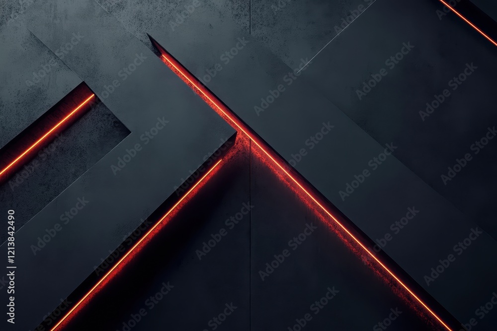 Poster dynamic interplay of shadows and glowing lines in an urban-inspired abstract design at night. genera