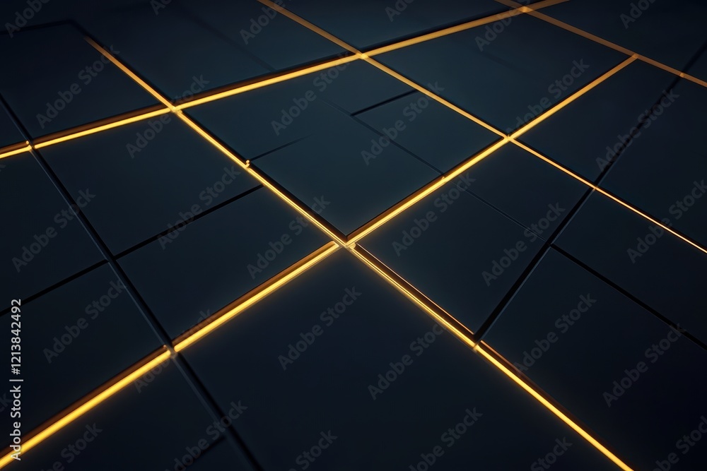 Poster illuminated geometric patterns create a captivating visual experience in a modern space during the e