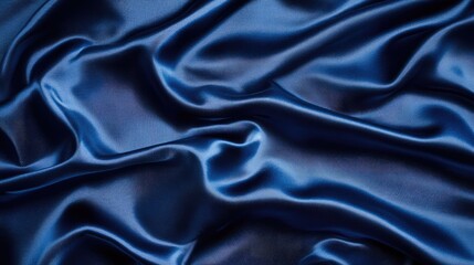 Obraz premium Dark black silk satin surface background elegant and textured with folds and creases Flat lay template with empty space for design