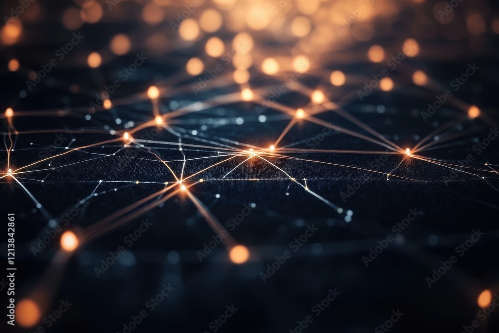 Aufkleber exploring the intricate web of light and technology in a digital landscape at night. generative ai