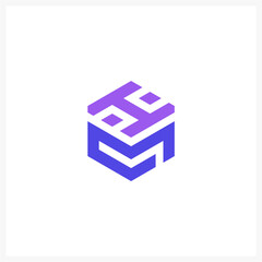  letter hm logo polygon shape