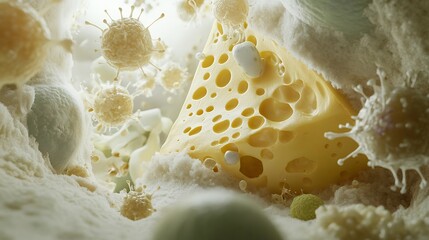 Swiss Cheese Microscopic 3D Render Viruses Bacteria Science