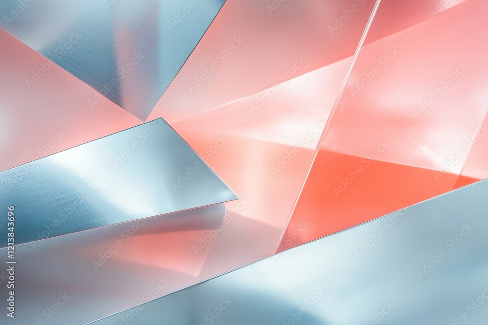 Poster intricate play of light and colors, showcasing reflective surfaces and geometric shapes in a captiva
