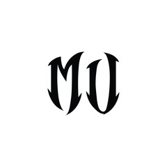 MU monogram logo design letter text name symbol monochrome logotype alphabet character simple logo
