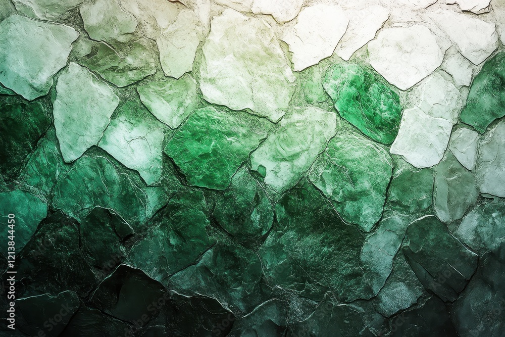Poster Unique green stone patterns create a mesmerizing texture with variations in color and light. Generative AI