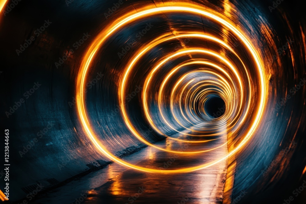 Poster illuminated curves inside a vast tunnel create a mesmerizing journey into the unknown during the qui