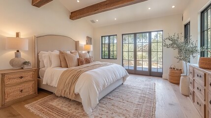 Modern Farmhouse Bedroom with Outdoor View