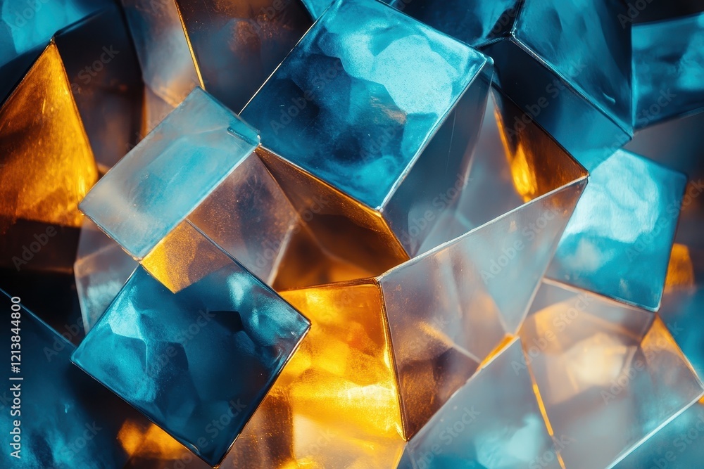 Aufkleber glistening geometric shapes illuminated by warm and cool hues create a mesmerizing abstract composit