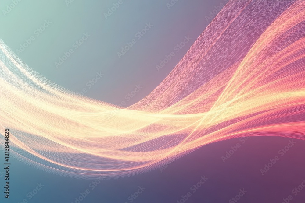 Aufkleber colorful light waves creating an ethereal composition of motion and energy in a serene digital space