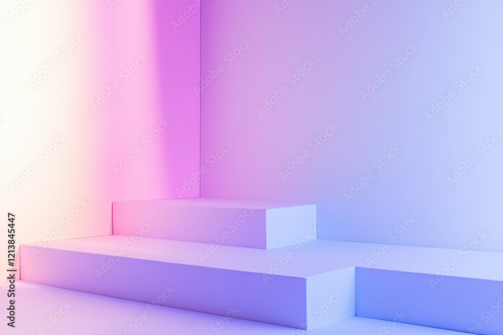Poster soft pastel-hued steps create a serene and inviting atmosphere in a creatively designed space. gener