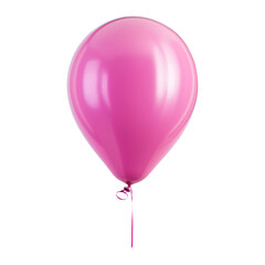 A pink helium balloon with a glossy surface floating and isolating white background, highlighting its vibrant hue and playful appeal—perfect for party, celebration, or festive designs