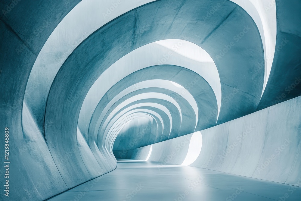 Poster intricate curves of an otherworldly corridor embodying futuristic design and serene illumination in 