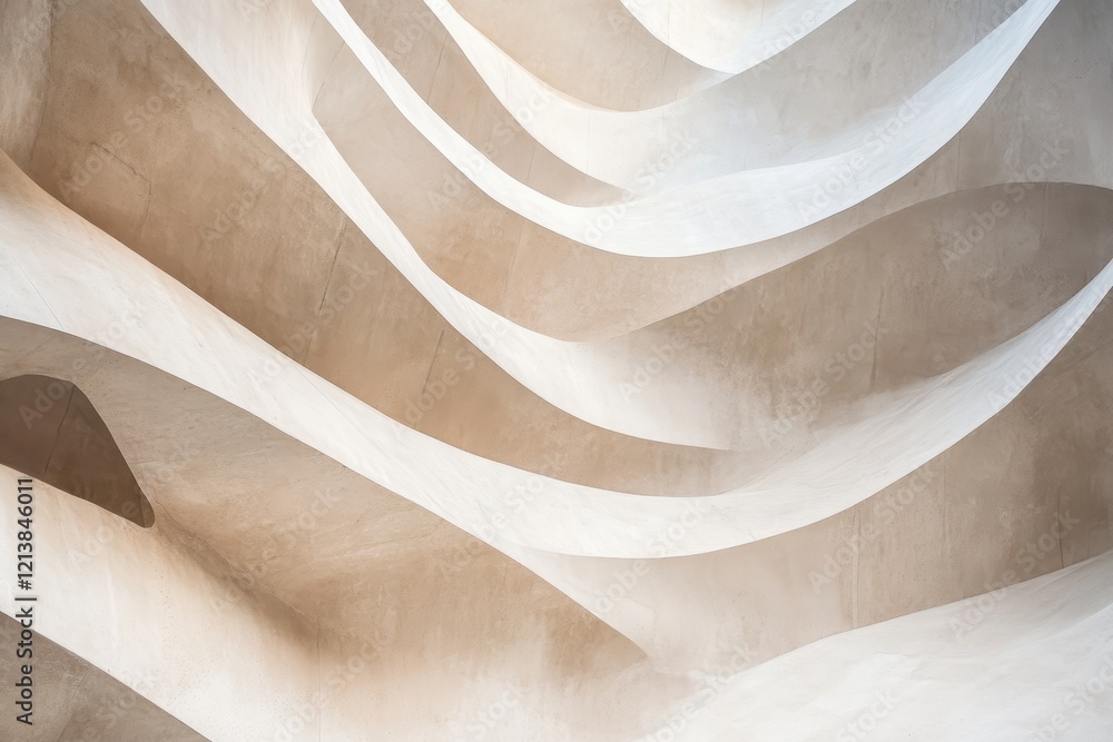 Poster curved textures and soft light create a serene atmosphere in an architectural wonder of smooth, flow