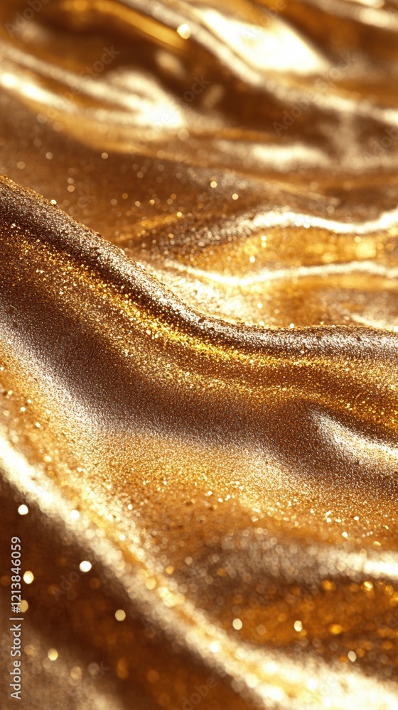 Poster golden fabric with sparkling glitter texture creating a luxurious and elegant background image