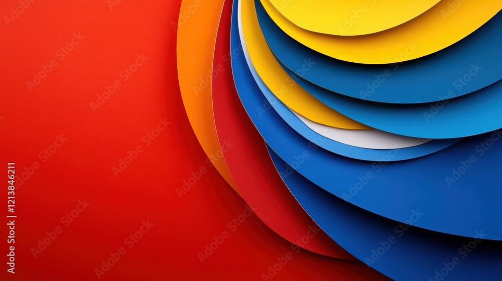 Poster abstract swirls in red, blue, and yellow: a vibrant abstract design featuring a cascade of overlappi
