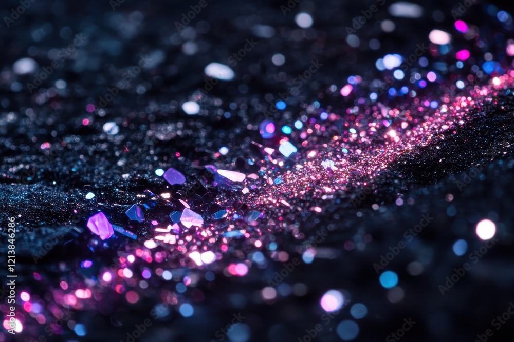 Poster sparkling crystals and glimmering lights create a mesmerizing display on a dark surface in an enchan