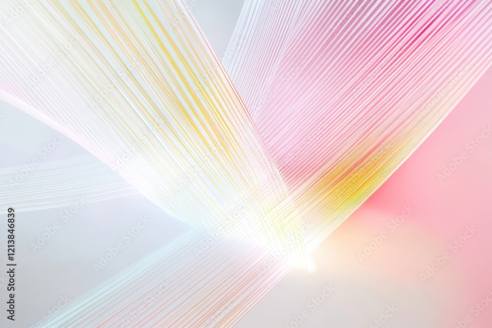 Poster Colorful light rays dance across a soft background in an abstract display of serenity and vibrance. Generative AI