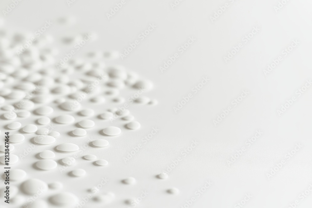 Poster droplets of white paint cascade across a textured surface under soft ambient lighting. generative ai