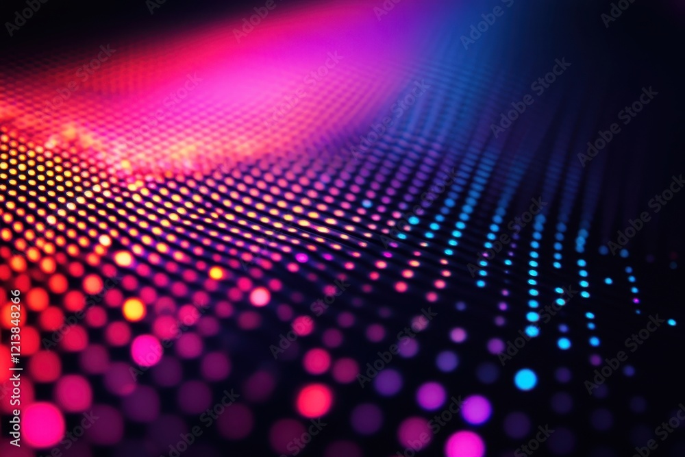 Poster vibrant abstract dots create a mesmerizing wave of colors in a digital symphony of light and energy.