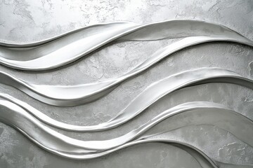 Waves of silver gracefully flow across a textured gray surface in an artistic expression of modern design and craftsmanship. Generative AI