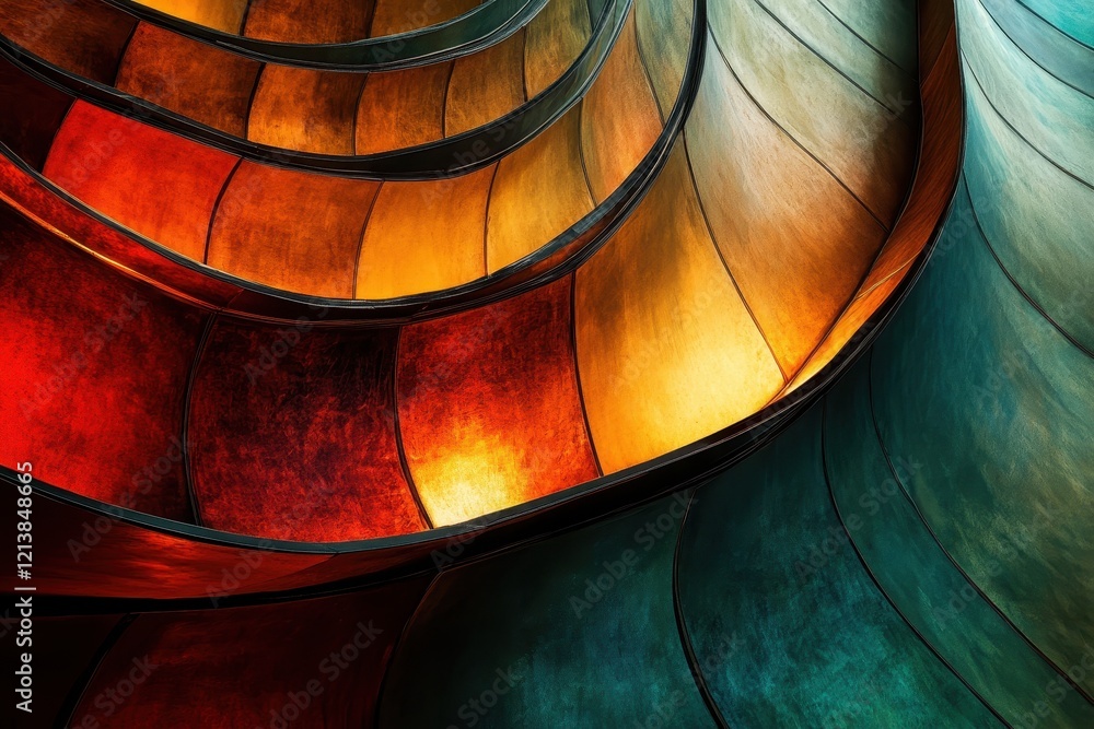 Poster colorful spirals of light create a mesmerizing display in a modern architectural marvel during twili