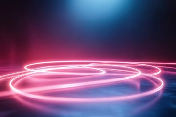 Vibrant neon swirls illuminate the darkened space, creating a mesmerizing dance of colors and light in an artistic display. Generative AI