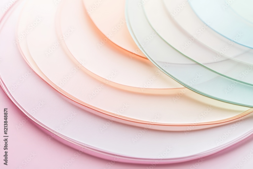 Poster layers of delicate transparency showcasing pastel hues on a soft background in artistic display. gen