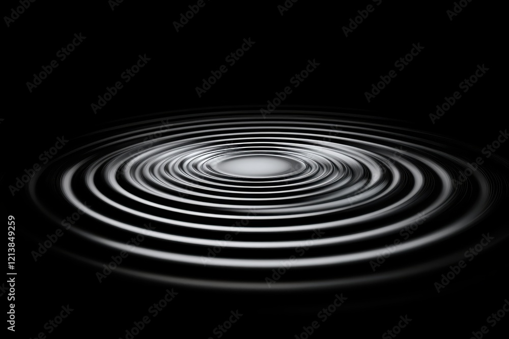 Poster ripples gracefully expand in tranquil water, creating mesmerizing patterns against a dark backdrop. 