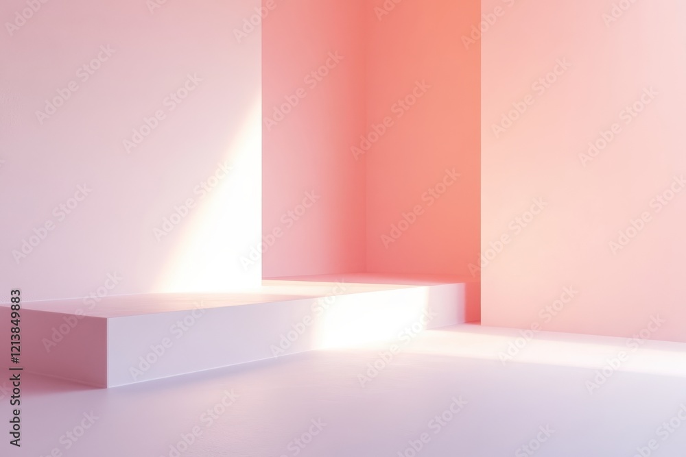 Poster soft pastel hues create a serene atmosphere in a minimalistic interior space designed for relaxation