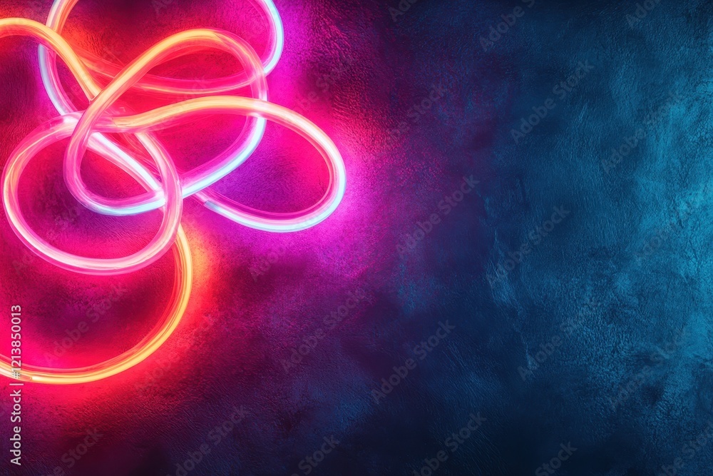 Poster vibrant neon loops create a captivating display against an enchanting blue background, inviting expl