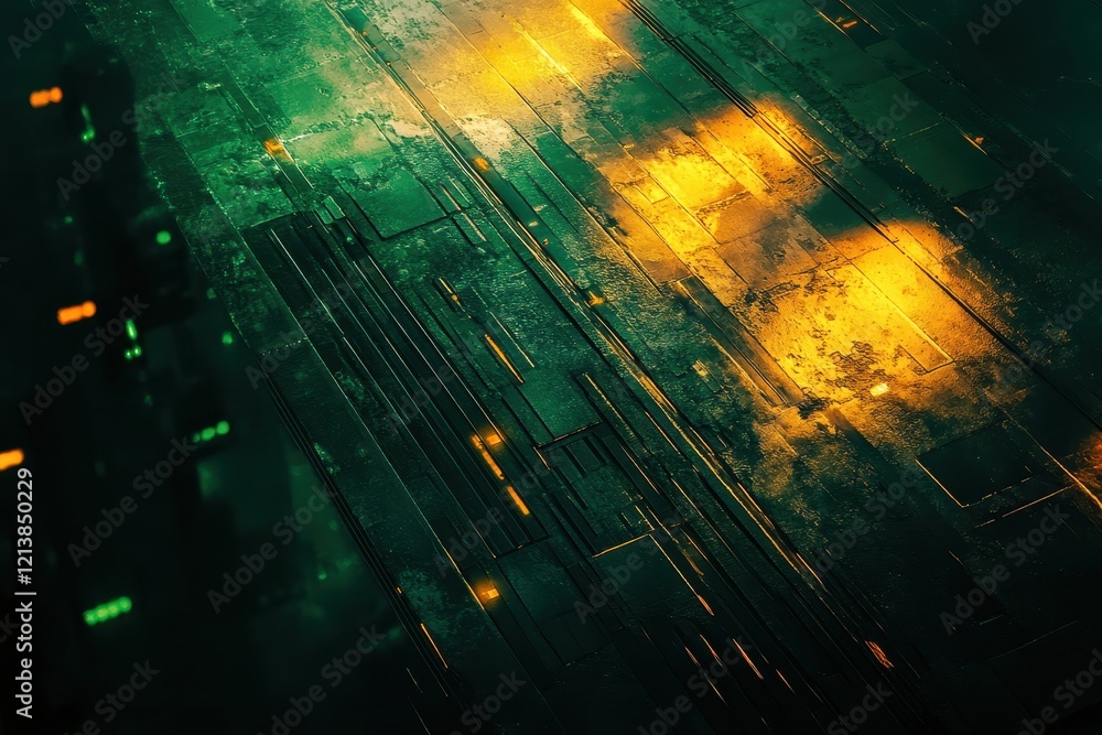 Poster digital landscape illuminated by glowing patterns with an abstract texture in a futuristic setting a