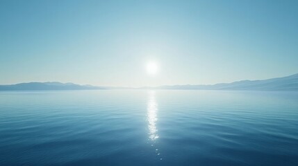 Fototapeta premium A beautiful shot of a bright, clear sky with no clouds, showcasing the sun's radiant light and smooth blue gradients.