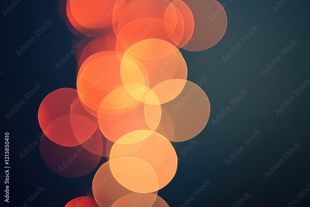 Poster enchanting orbs of light dance in a twilight haze, creating a mesmerizing atmosphere of warmth and s