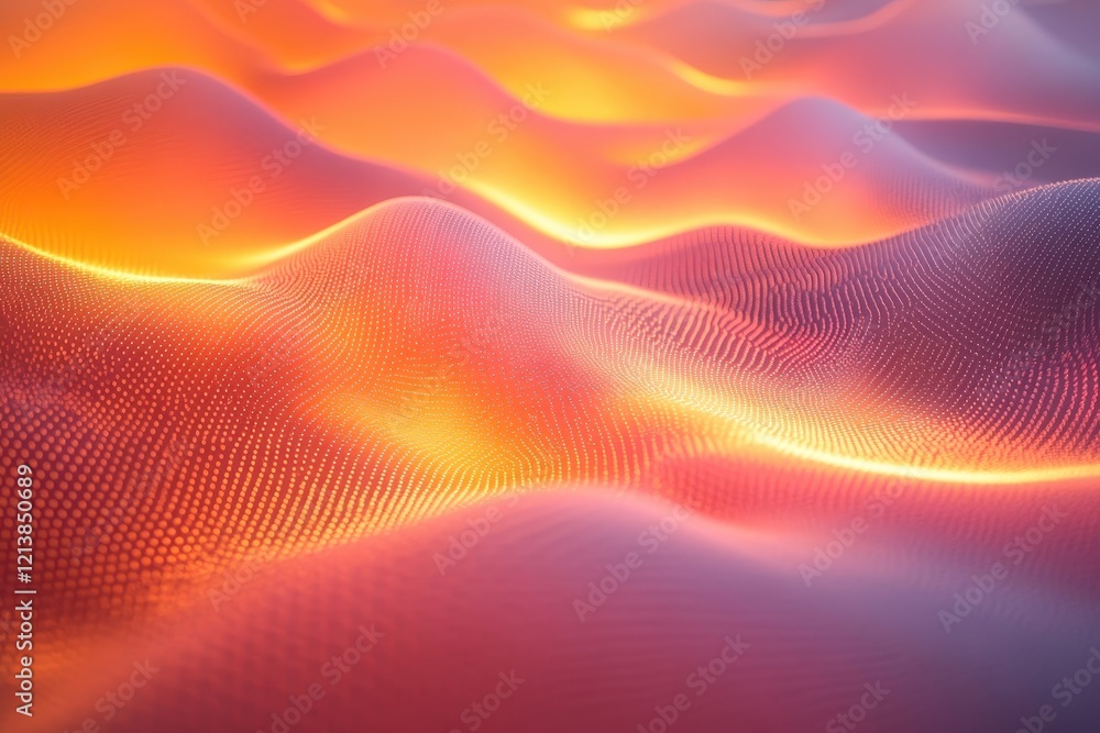 Poster mesmerizing undulations illuminated by warm light create a dynamic wave-like landscape in an otherwo