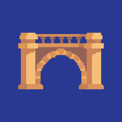 pixel art bridge vector illustration on isolated background.