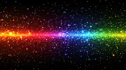 Naklejka premium Glistening Rainbow Glitter Background, Rainbow Hues, Sparkles, Bokeh, for Ultra-Realistic, Shimmering Visuals.