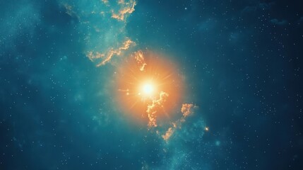 A clear sky with the sun shining brightly, casting a warm and vibrant glow across the deep blue background in sharp 4K resolution.