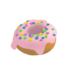 Strawberry Donut Topped with Sugar Crystals