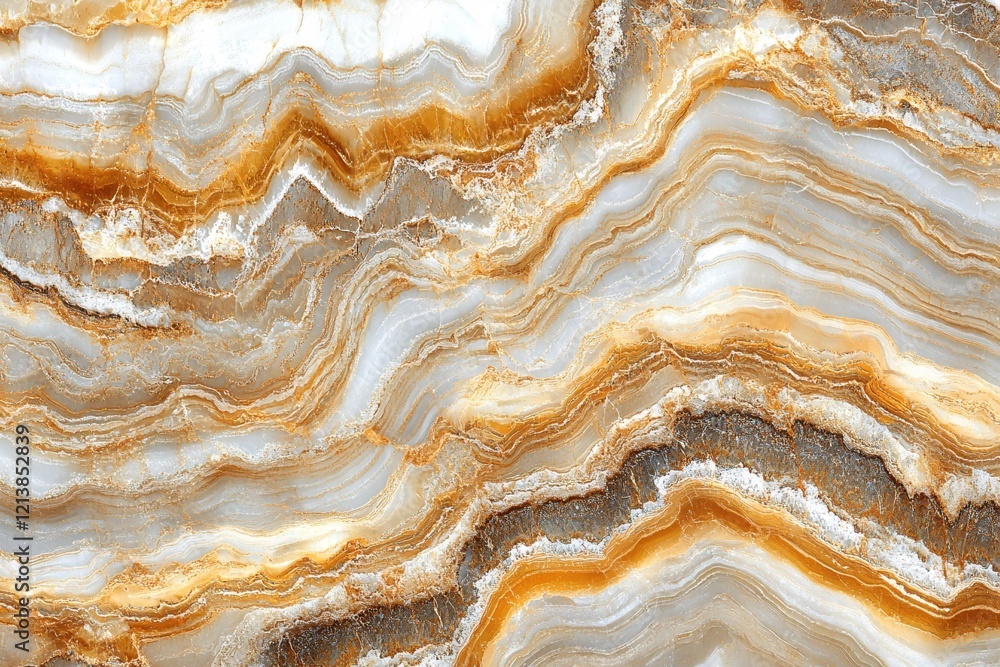 Poster elegant marble texture with flowing golden veins and white background creating a natural pattern